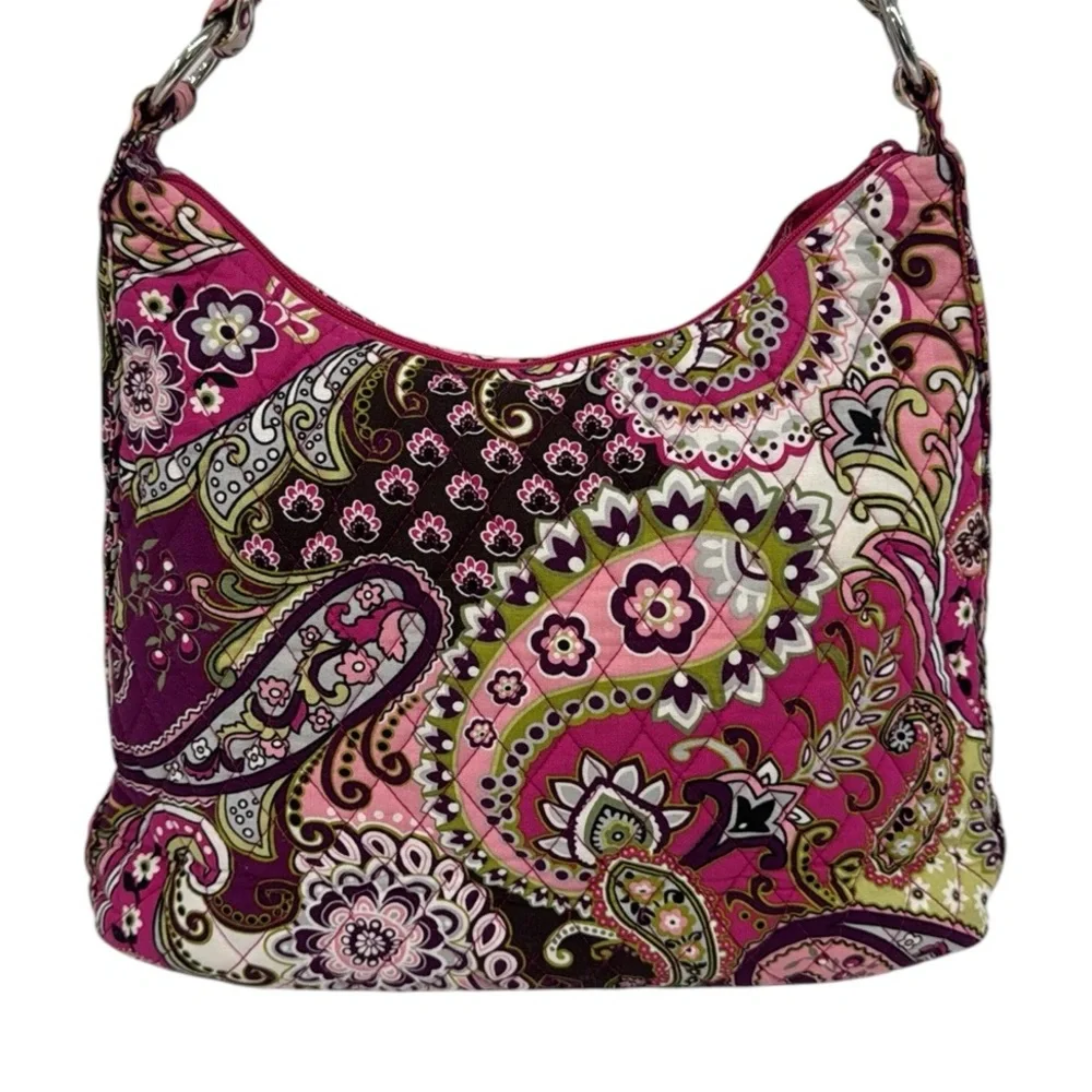 Vera Bradley Pink Very Berry Paisley Hipster Hobo Shoulder Bag Purse 13
